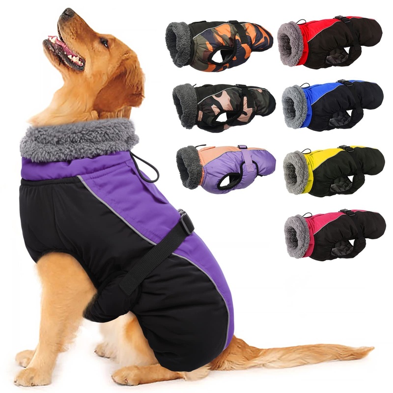 IECOii Extra Warm Dog Coat Reflective Adjustable Dog Jacket Dog Winter Coat with Buckle Fleece Turtleneck Dog Jacket for Cold Weather Soft Winter Coat for Small Medium Extra Large Dogs X-Large Purple