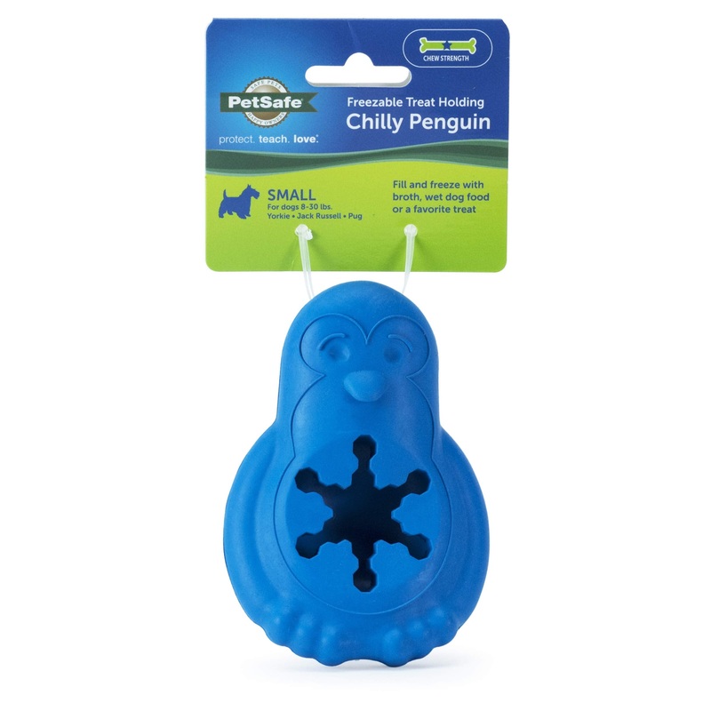 PetSafe Chilly Penguin – Freezable Dog Toy for Small Dogs – Fill and Freeze – Frozen Dog Toy to Fill With Treats – French Vanilla Scented – Interactive Pet Puzzle for Boredom/Separation Anxiety, Small