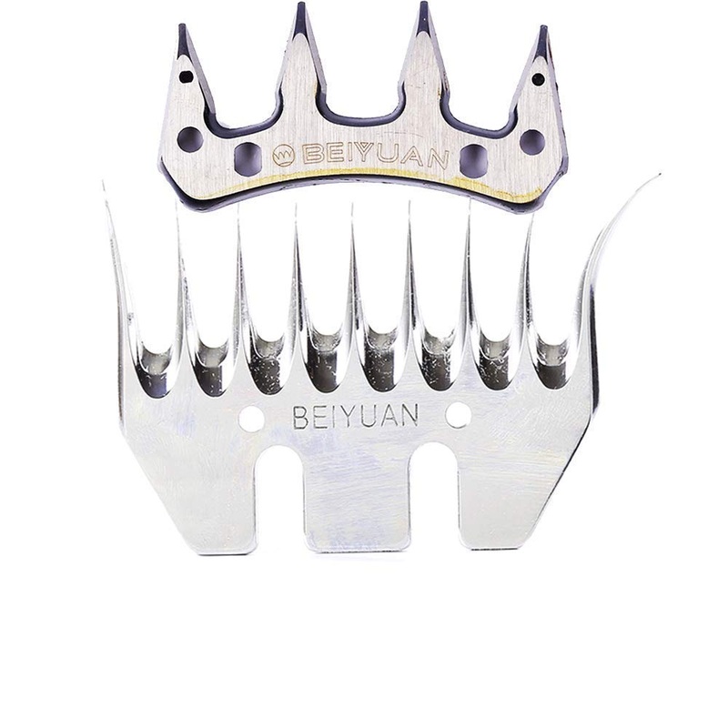 Sheep Shears Blades 9-Tooth Wool Shearing Comb and Cutter Blade Set for Alpaca Goats Wool Cutter Grooming Trimmer(9T Scimitar+Front Blade) 9T scimitar+front blade