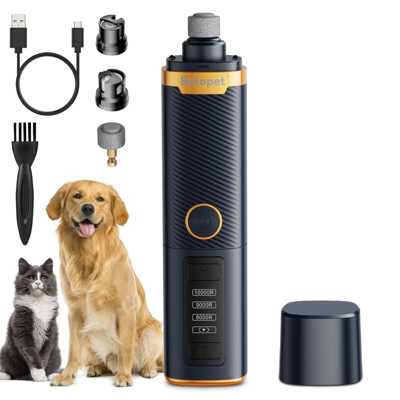 Upgraded Dog Nail Grinder Quiet – (45db) 3-Speed Pet Nail Grinder with 2 LED Lights for Large Medium Small Dogs/Cats, Electric Dog Nail Trimmer with Dust Cap, Dark Blue