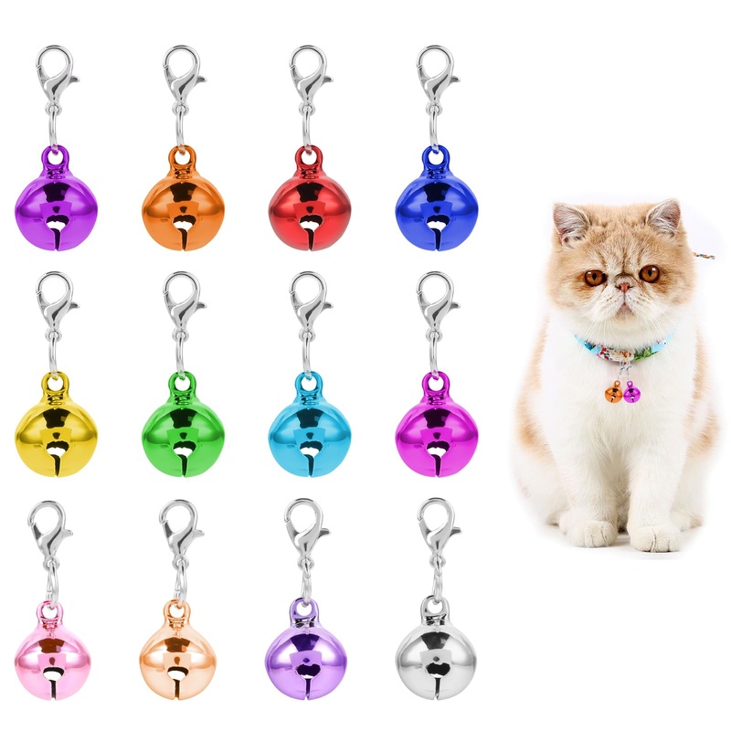 12 Pieces Cat Bell Dog Bell Dog Collar Charms Colorful Cat Collar Bell Loud Pet Collar Bells Charms Small Cat Collar Bells Charms with Clasps for Cat Dog Puppy Collers DIY Crafts Party Decorations