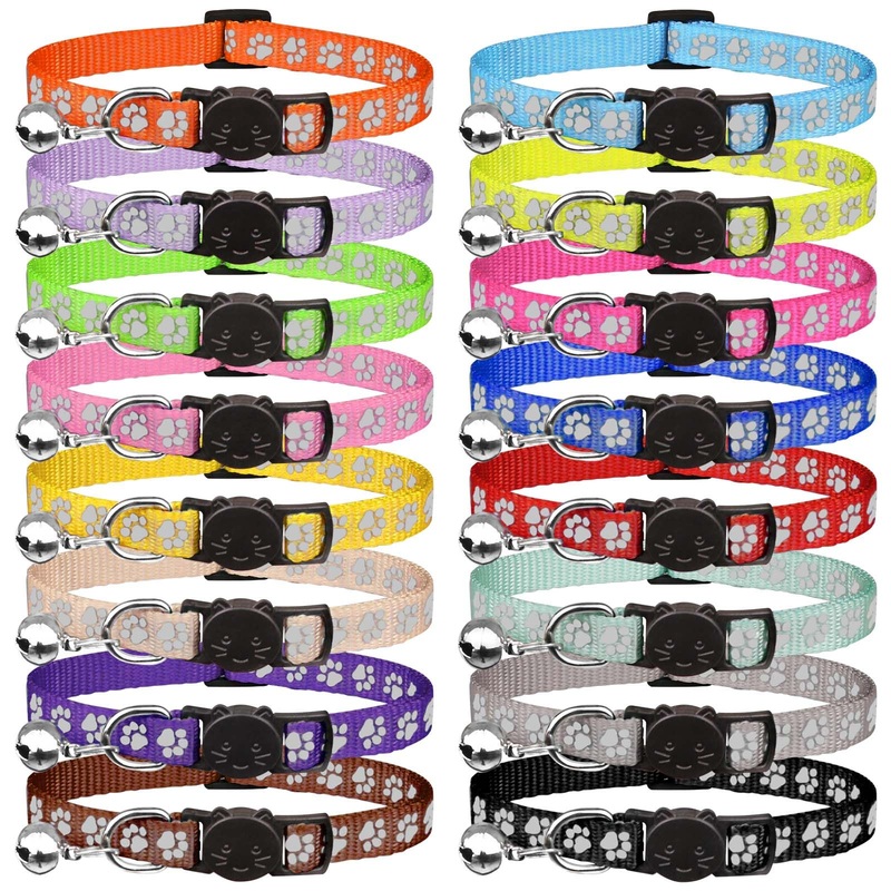16 PCS Breakaway Cat Collars with Bells Reflective Cat Collar Safety Nylon Kitten Collars Cat Collars for Girl Boy Cats(6″-9″) Kittens(6″ – 9″)