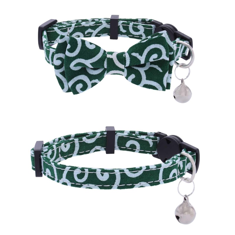 Campsis 2PCS Cat Collars with Bowtie Breakaway Cat Collar with Bell Adjustable Safety Kitten Collar with Removable Bow and Bell for Boy Cats Girl Cats