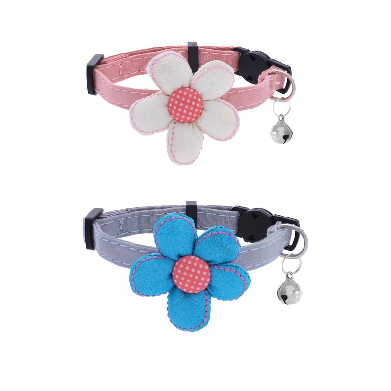 Campsis 2PCS Flower Cat Collar Pet Collar with Bell Safety Adjustable Breakaway Kitten Collars for Cats Kittens