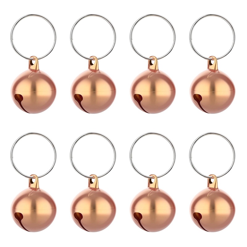 Cat Bell, 8 PCS Bell for Dog Collar Charm Dog Collar Bell Round Dog Bells Cat Bells for Collar Loud Dog Training Bell with Pet Collar Accessories Dog Collar Bells for Small Dogs Cat (Rose Gold)