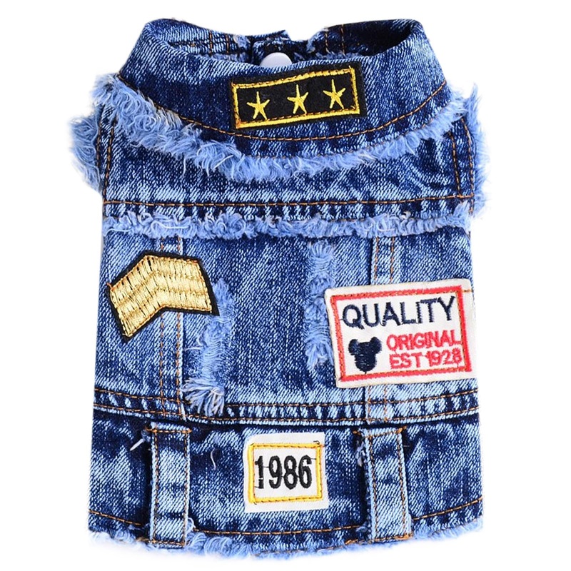 Cool Blue Dog Jean Jacket Small Pet Outfits Dog Clothes for Small Medium Dogs Cats Boys Girls Pet Vest Denim Coats Puppy Shirts Doggy Costume Clothing for Shih tzu Chihuahua Yorkie Teacup LSuggest 9-12 lbs Blue print