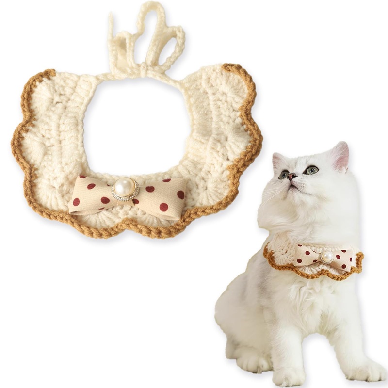 Cute Cat Collar Breakaway Kitten Handmade Collar with Cute Bow Tie Medium