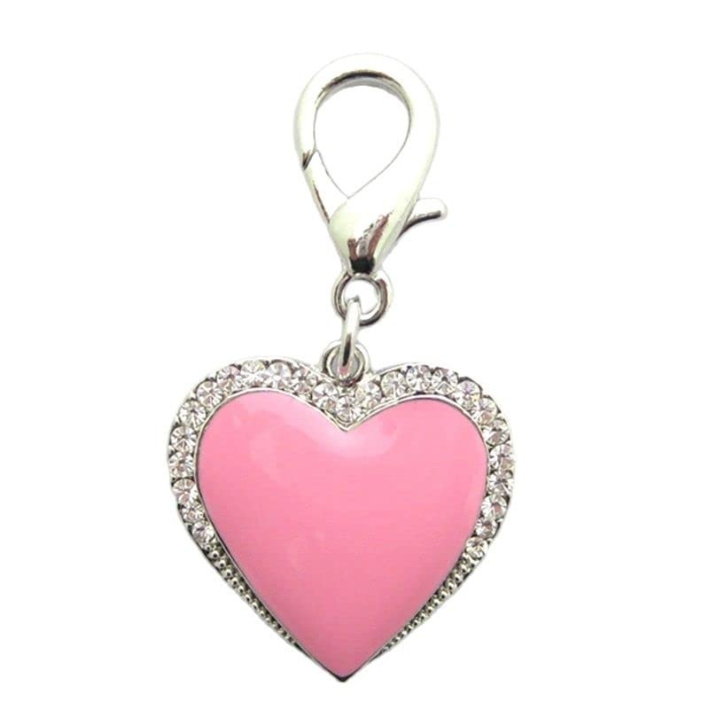Dog Cat Rhinestones Love Charm Pendant Jewelry Pet Puppy Necklace Collar Accessory Pink