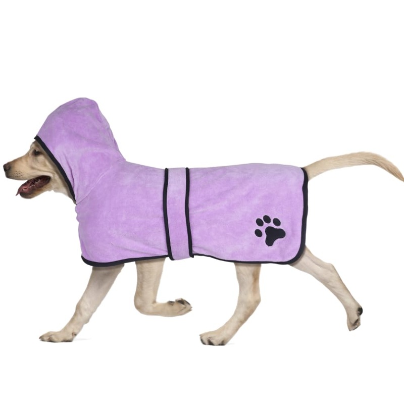 Dog Robe for After Bath, Dog Towel for Pet Shower & Bath, Hooded Robe for Cats and Dogs of All Breeds, Absorbent Towel, Etra Small(Purple) X-Small Purple