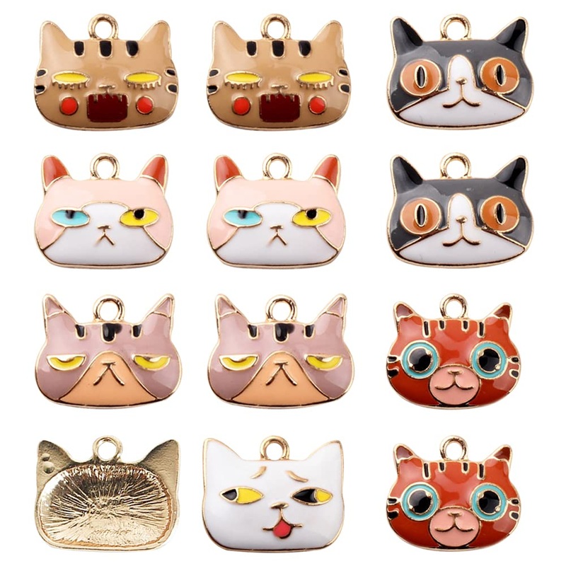 Enamel Cat Charm Bulb Charm Coffee Cup Earrings Making Charm Cute Charm Bracelet Artifact Jewelry Making Diy Pendant Necklace Supplies 6 Color Cat Head