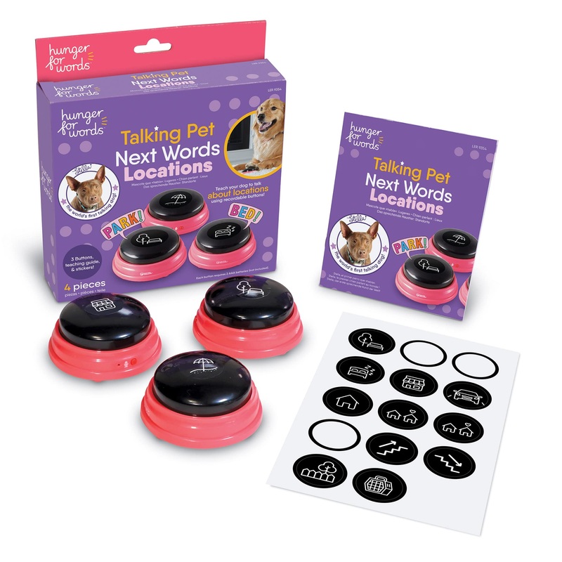 Hunger For Words Talking Pet Next Words Locations – 3 Piece Set of Recordable Speech Buttons for Dogs, Dog Buttons for Communication