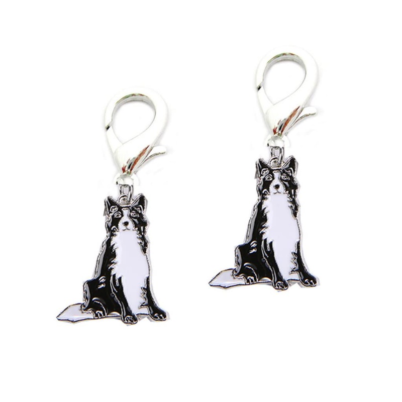Key Ring, 2 PCS Cute Pet Dogs Shape Metal Key Chain Keychains Holders Keyring Border Collie