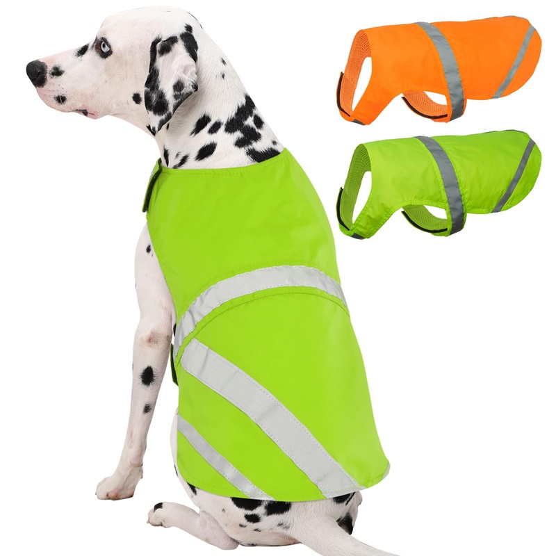 Kuoser Reflective Dog Vest, High Visibility Dog Safety Vest for Medium Large Dogs, Pet Reflective Jacket Fluorescent Green Dog Vest to Safeguard Your Dog in The Outdoors On and Off Leash, XL X-Large (Chest: 62 – 75cm / 24.4″ – 29.52″)