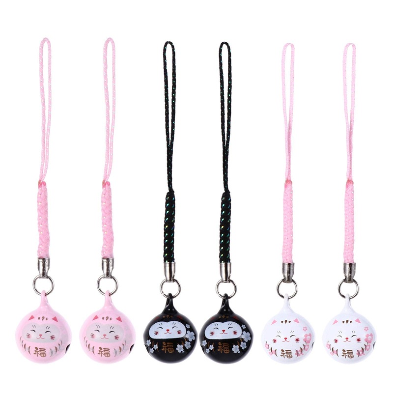 LUOZZY 6 Pcs Lucky Cat Pendant Charm Japanese Beckoning Cat Phone Charm Wealth Health Maneki Neko Fengshui Fortune Lucky Cat Charm for Phone Backpack