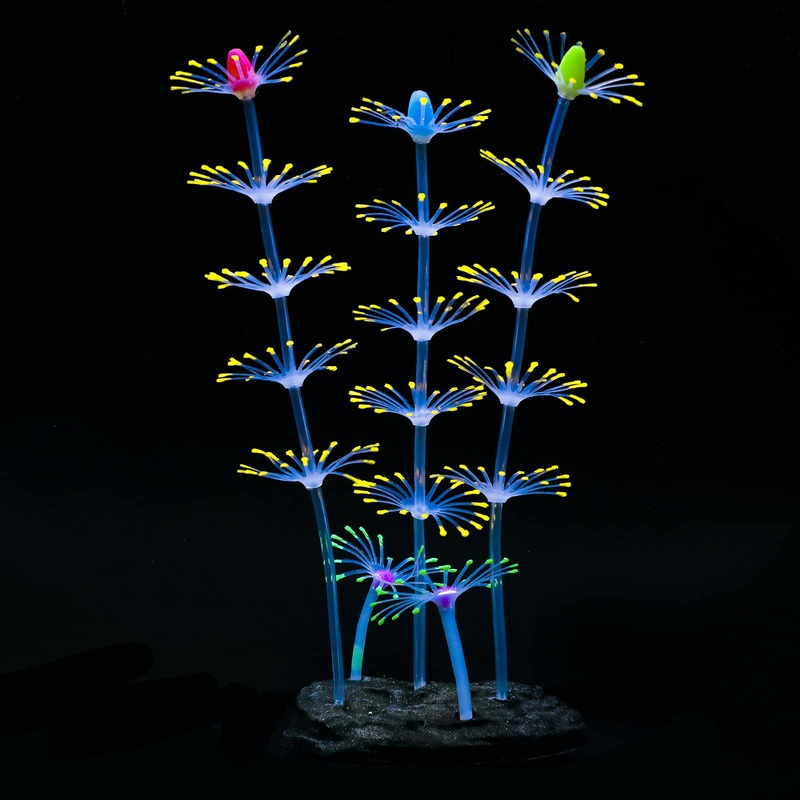 Uniclife Strip Coral Plant Ornament Glowing Effect Silicone Artificial Decoration for Fish Tank, Aquarium Landscape – Orange