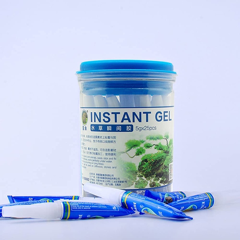 XIAOYUE Aquarium glue, instant clear Glue for Plants Corals aquascaping,25 pcs Safe and quick-drying aquascape water plant aquatic plants, moss, coral, stone, wood, etc – Transparent color