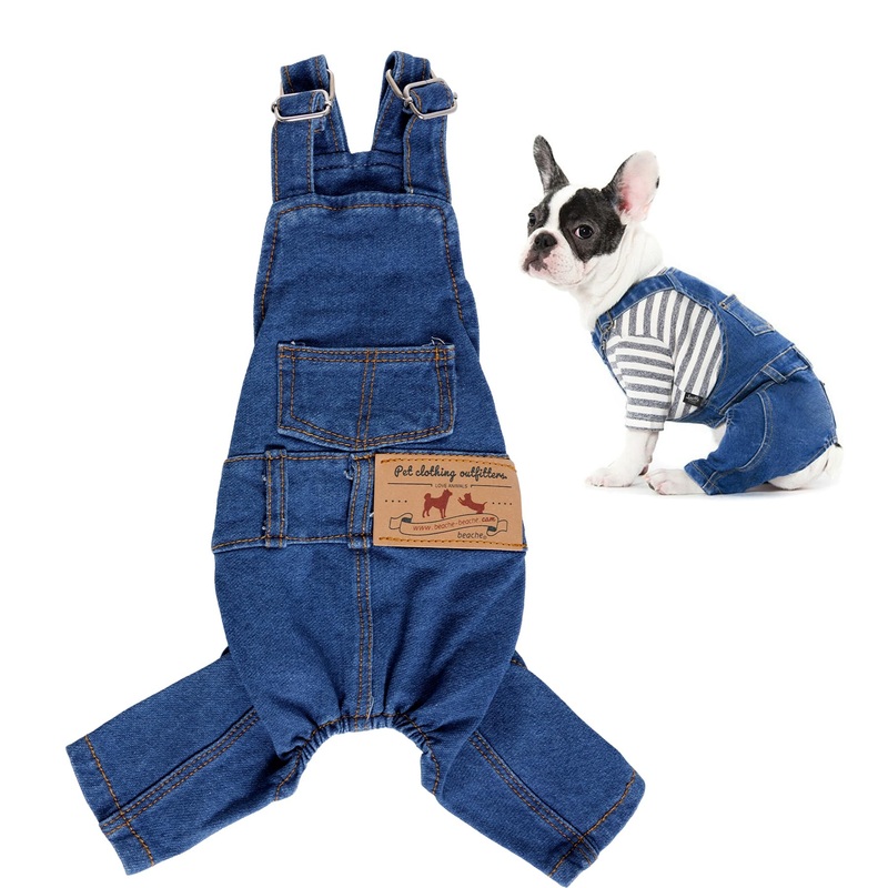 1 Piece of Dog Denim Shirts Puppy Jean Jacket Sling Jumpsuit Costumes Pet Jean Overalls Dog Pants Outfits for Small Puppy Cat Pets (Blue, Medium)
