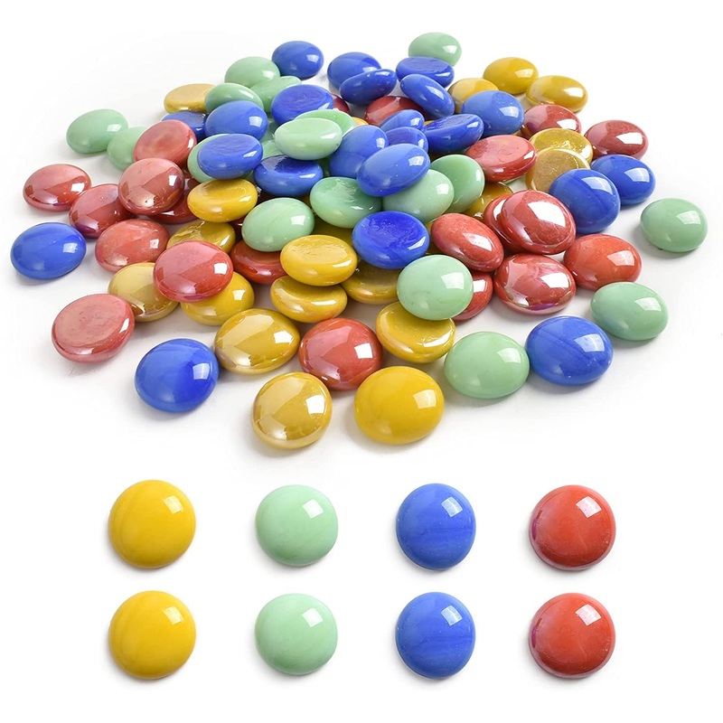 1LB Colored Flat Marbles Glass Gems Beads for Aquarium Succulent Garden Decoration Craft Project Fish Tank