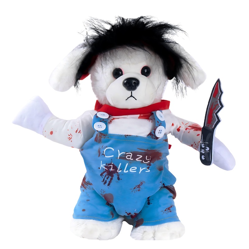 2PCS Chucky Dog Costume with Knife Wig Halloween Chucky Puppy Outfits Scary Dead Dog Clothes Cosplay for Pet Small Medium Dogs Cats Funny Dress Up (X-Large) X-Large
