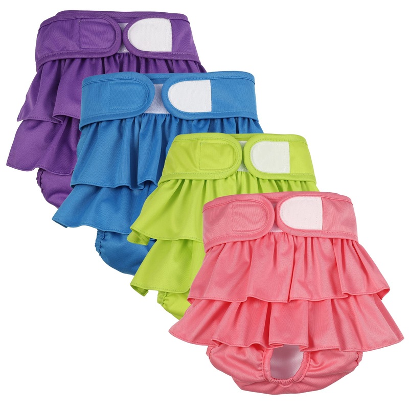 4 Pack Dog Diapers Female Washable Dog Diapers Reusable Puppy Diapers Highly Absorbent Comfortable Doggy Diapers for Dogs in Heat or Excitable Urination(M Candy Color) Medium