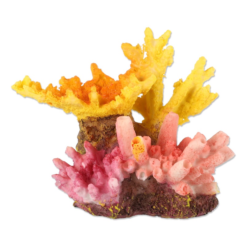 Aquarium Coral Reef Decor, Artificial Coral Reef Decor, Resin Coral Decoration Ornaments, for Goldfish Betta Fish Fish Tank Decoration Accessories, 3.15″x2.09″x2.64″, Pink Orange