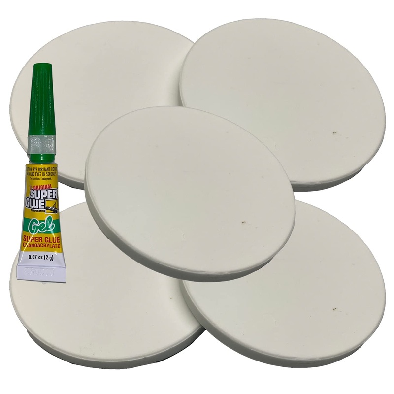 Ceramic Coral Frag Plugs/Disks/Base with Free Reef Glue Gel Awesome Aquatic Frag Plug Frag Plate Frag Disc (5 Pack 70 MM W/Glue) 5 Pack 70 MM W/Glue