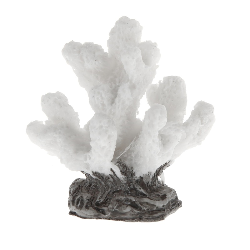 Colorful Coral Reef Decor, Mini Faux Coral Decor for Aquarium Decorations, 1.77×1.85inch (White)