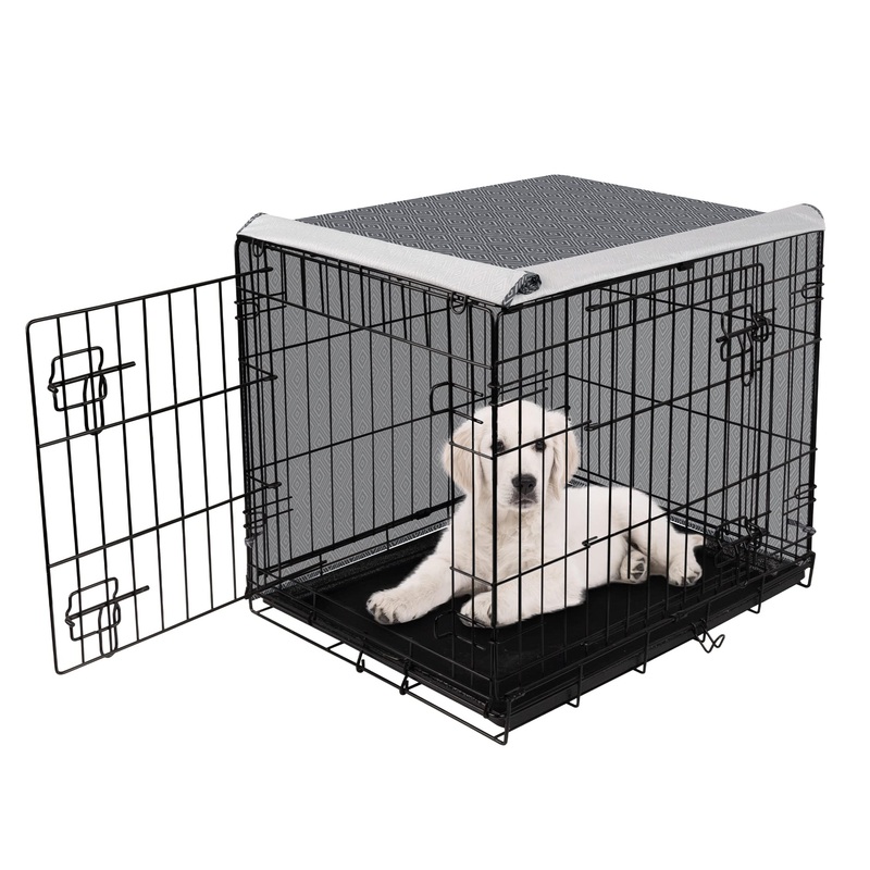 Dog Crate Cover for Wire Cages 24 Inch Indoor Breathable Polyester Pet Kennel Cover Machine Wash & Dry Double Door Small (Cover Only) 24 Inch crate cover(24″x18″x19″)