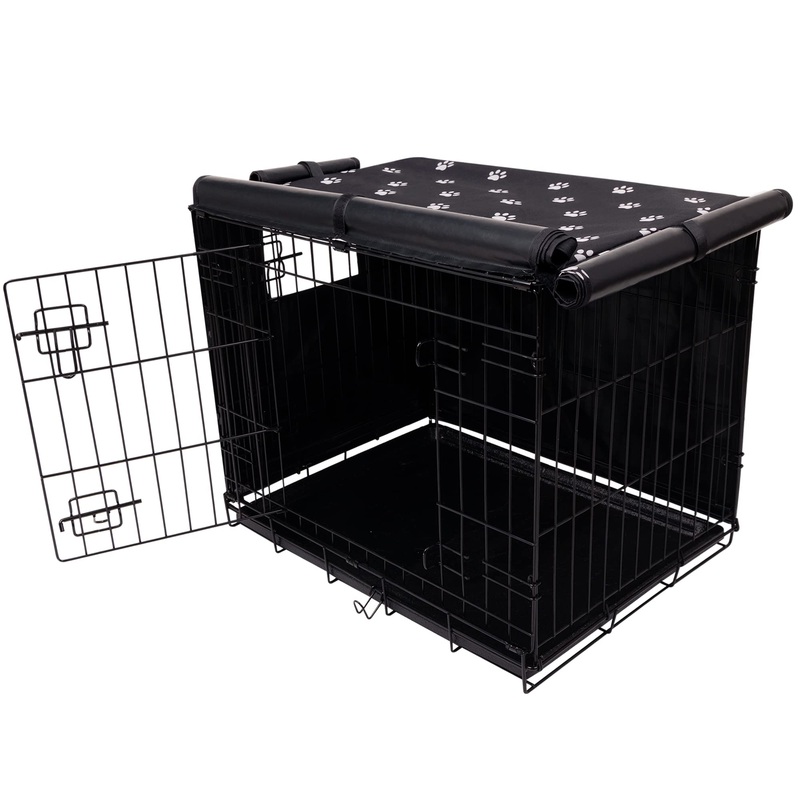 Dog Crate Cover Indoor/Outdoor Durable Windproof 600D Oxford Fabric Pet Kennel Cover Fit for 24 30 36 42 48 Inches Wire Dog Crate for Small and Large Dogs-Cover Only(24 Inch (24″x18″x19″)) 24 Inch (24″x18″x19″)