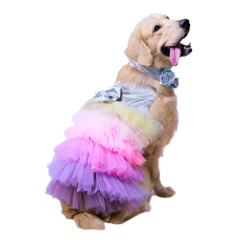 Dog Dress with Lovely Bow Puppy Dress Pet Apparel Dog Clothes for Small and Large Dogs and Cats XXL Multi Colored