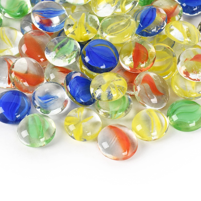 Flat Glass Marbles, 1Lb 0.75 Inch Glass Gems for Vase Filler, Crafts, Aquarium and Fish Tank Pebbles, Party Centerpieces, Floral Display