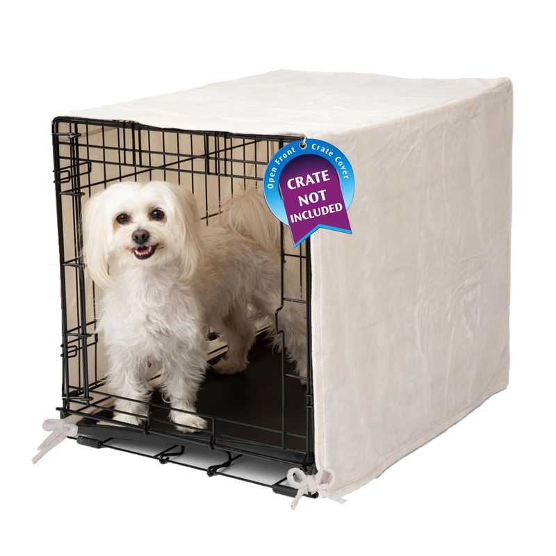 Pet Dreams Dog Crate Cover  Small to Extra Large Dog Kennel Covers, Breathable Single Door Soft Cage Covers for Dog Crates, Great for Dog Crate Training (Ivory, 30 inches) Ivory Open Front 30.0″L x 19.0″W x 21.0″H