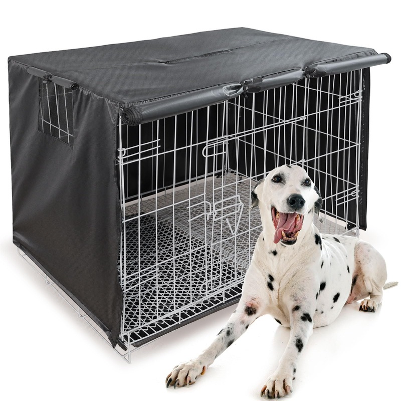 RICHIE 48 inch Dog Crate Covers – Durable UV Resist Waterproof Dog Kennel Cover, Crate Covers for Dog Cages with Double Doors and Air Vent Window, Crate Cover for Indoor Outdoor, No Wire Crate