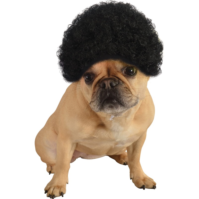Rubie’s Pet Costume Afro Curly Wig, Small To Medium, Black S-M