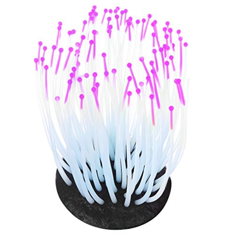 TOPINCN Aquarium Artificial Fluorescent Coral Fish Night Light Emulation Silicone Coral Colorful Fish Landscape Decor with Suction Cup for Underwater Fish Landscaping Ornament Purple