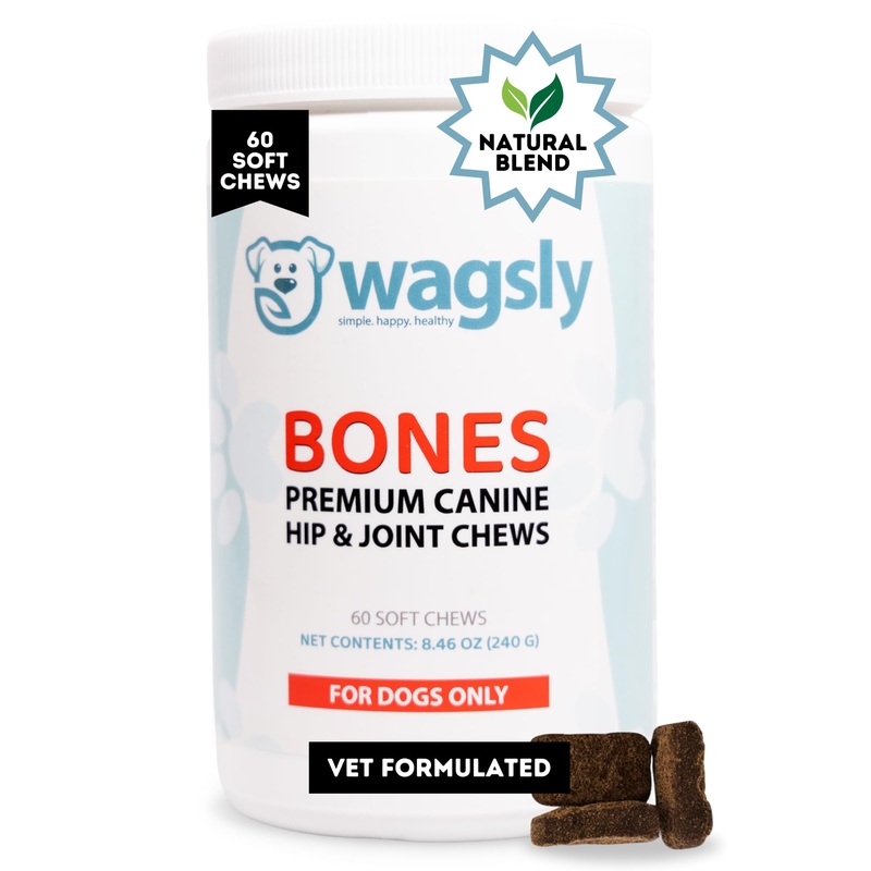 Bones Hip & Joint Supplement for Dogs – Glucosamine, MSM, Green-Lipped Mussel – Arthritis Relief & Mobility Support – Vitamin C Immune Boost – Natural Duck Flavor – 60 Count