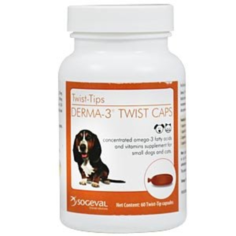 Derma-3 Twist Caps For Small Dogs and Cats, 60 Capsules by Sogeval Laboratories
