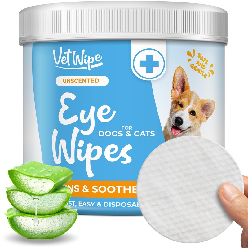 Dog Eye Wipes, Cat Face Wipe, Gently Cleans and Removes Eyes Discharge, Crust, Booger – Tear Stain Remover for Dogs – 100 Count