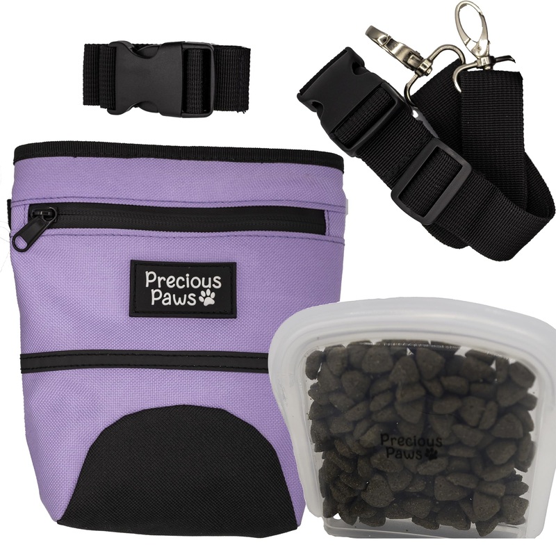 Dog Treat Bag – Large Dog Pouch with Silicone Insert and Magnetic Closure for Easy Dog Training and Treat Storage – Dog Poop Bag Holder – Dog Treat Pouches Purple