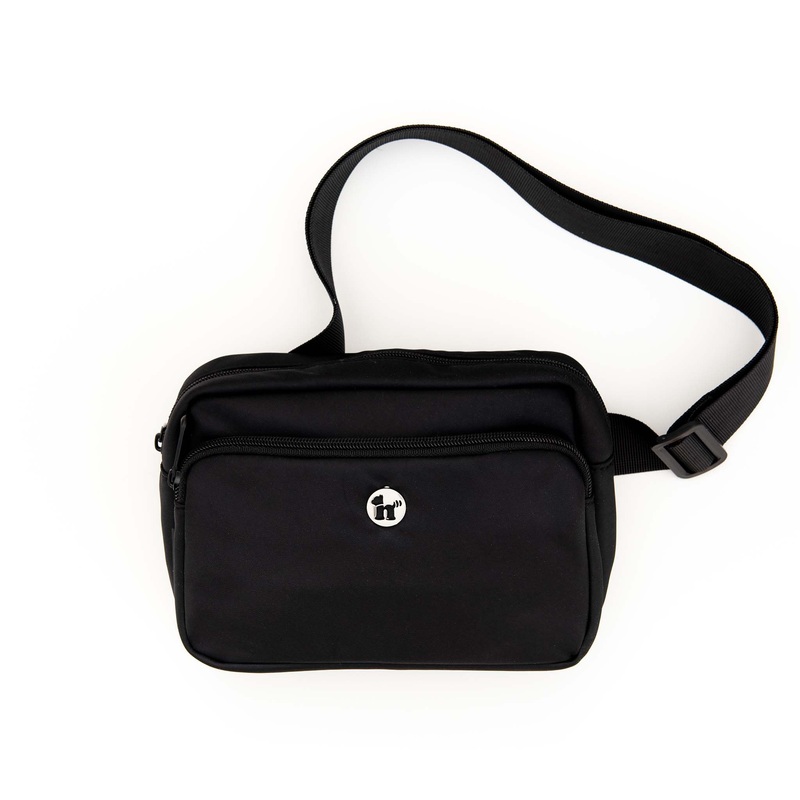 Dog Treat Pouch for Pet Training – Zippered Pockets & Color Match Poop Bag Dispenser – Crossbody & Fanny Pack Belt Bag – Dog Walking Bag Onyx Black