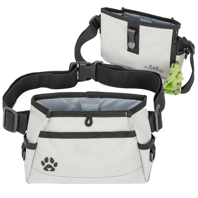 Dog Treat Pouches for Pet Training – Custom Design – Dog Treat Bag for Dog Training & Behavior Aids – Fanny Pack for Dog Walking Bag – Puppy Training Treat Pouch & Snacks Bag Pouch (Grey) Grey