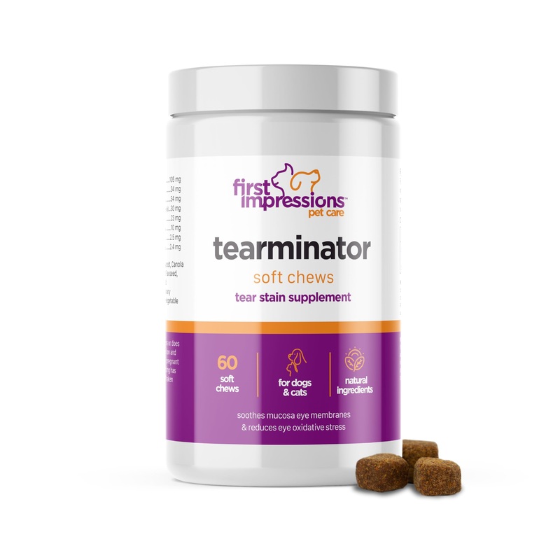 First Impressions Tearminator Soft Chews  Natural Dog Tear Stain Remover for Dogs, Eye Supplements for Dogs and Cats – Yummy Vision Bites for Dogs – 60 ct