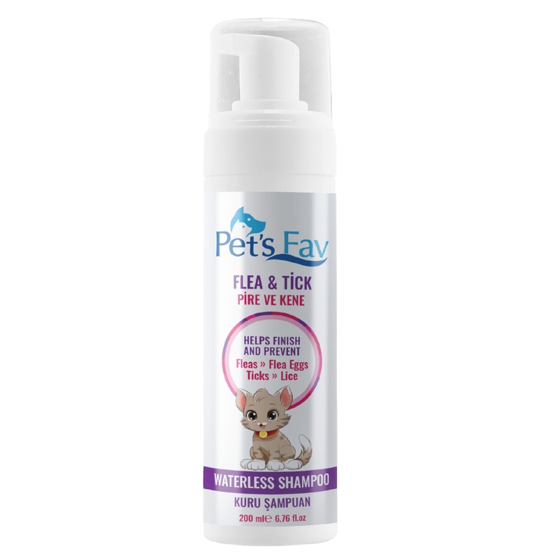 Flea and Tick Waterless Foam Cat Shampoo – Dry Foam Shampoo for Cats and Kittens-Waterless Foam Cat Shampoo -Natural Dry Foam Shampoo