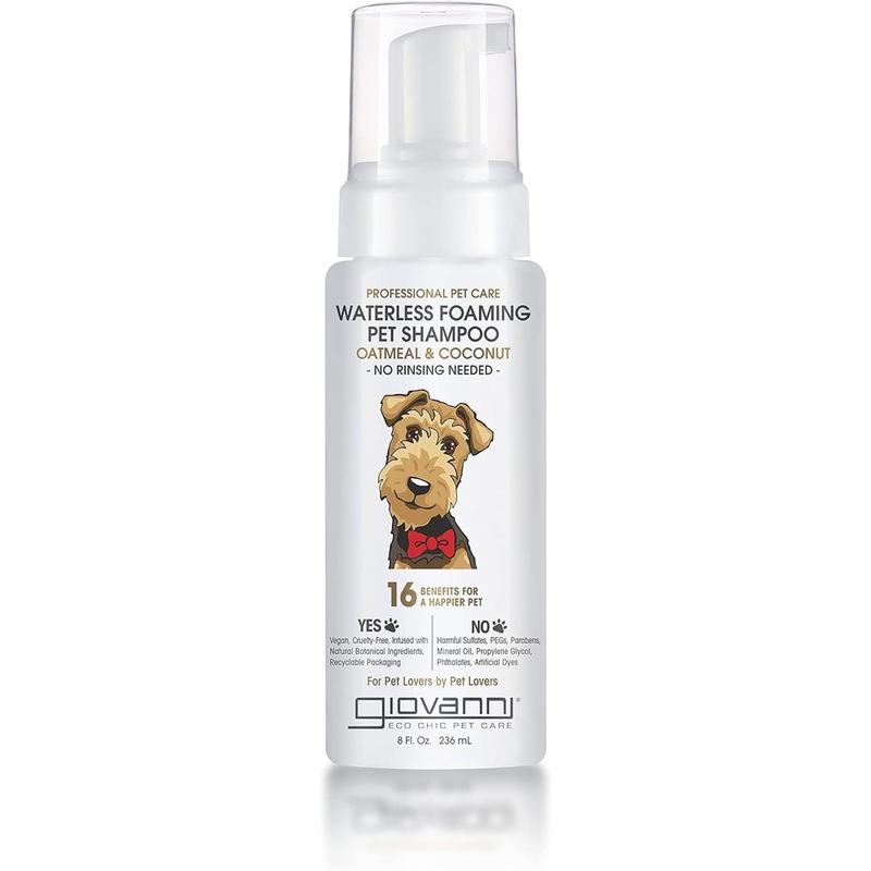 GIOVANNI Professional Foaming Waterless Pet Shampoo – Oatmeal & Coconut Helps Neutralize Odors, Cleanses, Silkens, Controls Static, Freshens Fur – 8 oz 8 Fl Oz (Pack of 1)