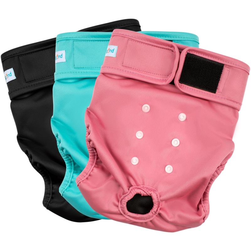 Paw Legend Washable Reusable Female Dog Period Diapers for Heat Doggie Puppy Diapers for Female Dogs (3 Pack,X-Small) X-Small (8″-11.5″ Waist) Cheerful (Black Lining)