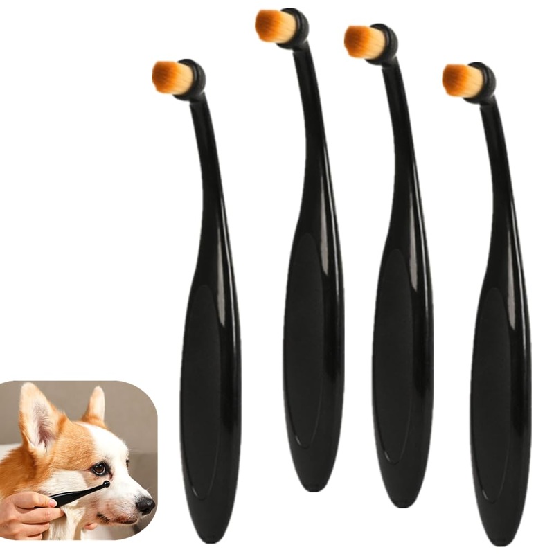 Pro Applicator Brush for Pets, 4 Pcs Tear Stain Remover with Washable Superfine Fiber Long Tapered Bristles for Safe Application