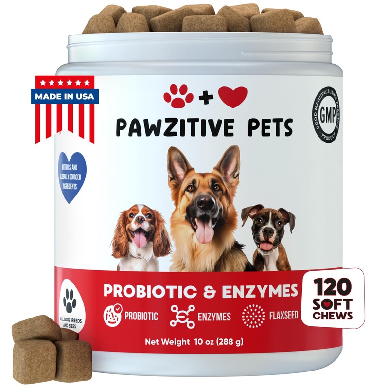 Probiotics for Dogs Digestive Health – Probiotic Chews for Gut Health, Itchy Skin Yeast, Diarrhea – USA Product – Immune Support Supplement – Dog Digestive Support & Allergy Relief Chews with Enzymes 120 chews