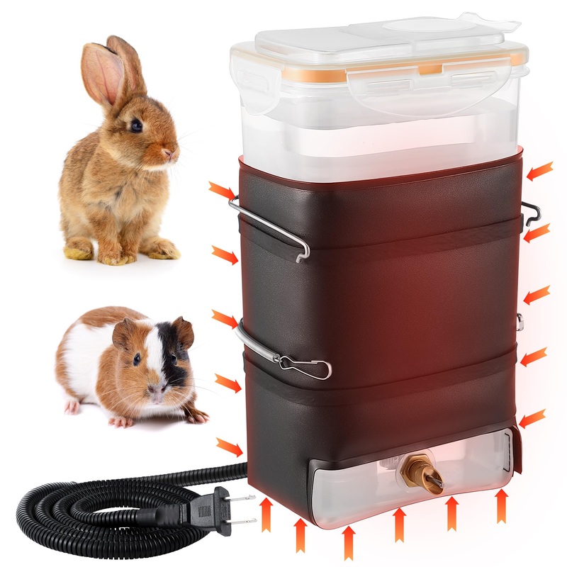 1 Pack 74 oz Heated Rabbit Water Bottle, Large Rabbit Water Dispenser No Drip, Bunny Water Bottle, Heated Small Animal Drinker for Pets, Rabbits, Guinea Pigs, Hamster, Ferrets, Birds, Mouse, Rats 1