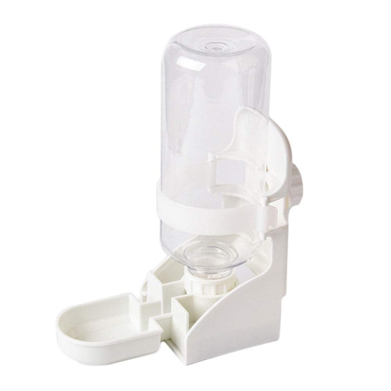 17oz Rabbit Water Feeder, Pet Cage Suspended Water Dispenser, Hanging Automatic Small Animal Water Bottle Bowl for Bunny Chinchilla Hedgehog Ferret Hamster White