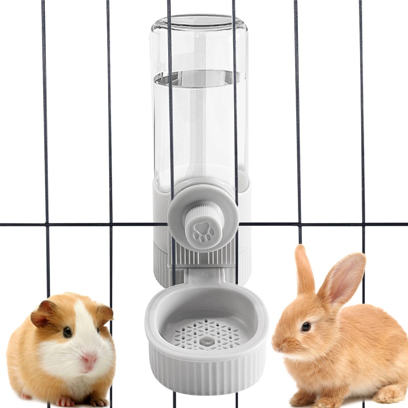 18OZ Rabbit Water Bottle, Pet Water Bottle for Cage Crate,Hanging Automatic Water Dispenser for Cage,Ferret Bunny Guinea Pig Water Bowl,Suitable for Small Animal (Grey Rabbit Water Bottle, 18OZ) Grey Rabbit Water Bottle